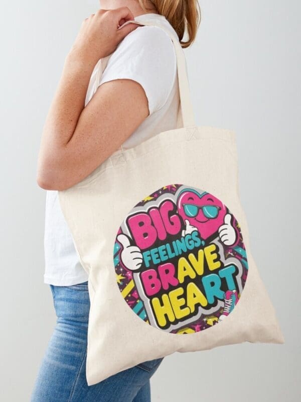 big feelings, brave heart cotton tote bag
