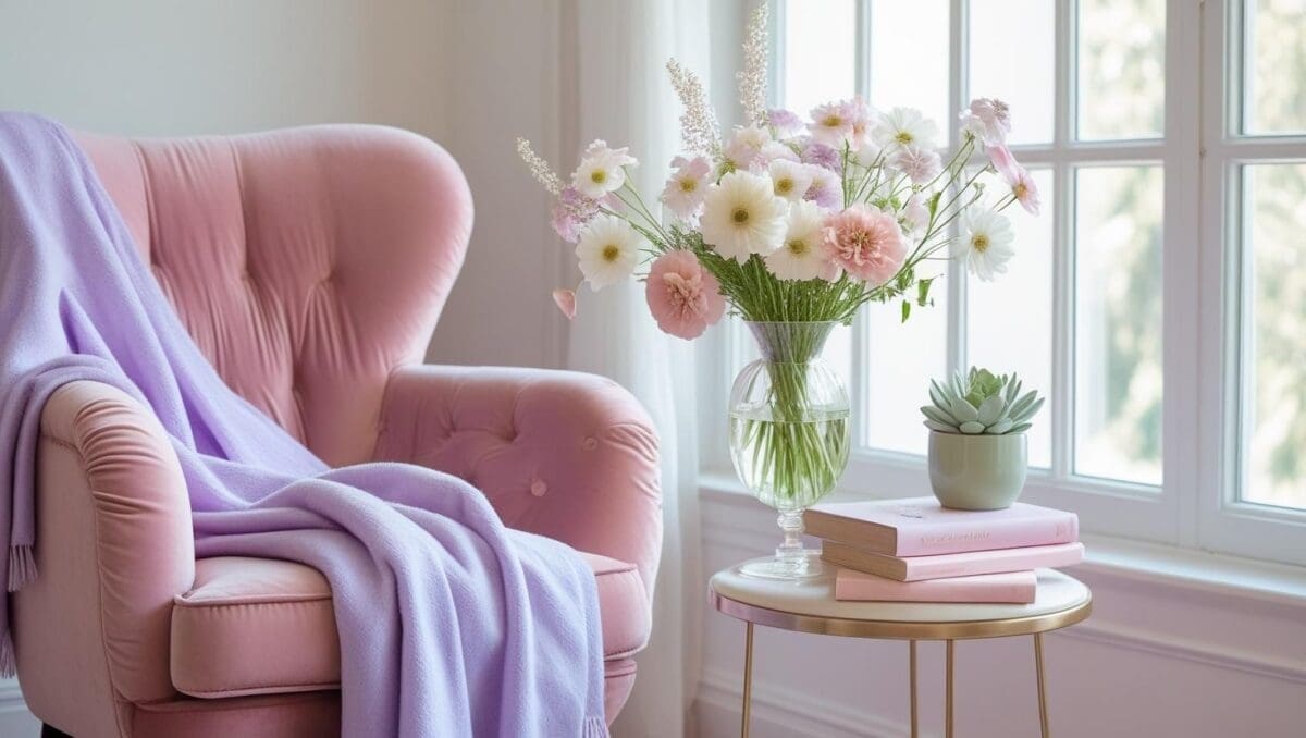 Therapy space with cozy pink chair
