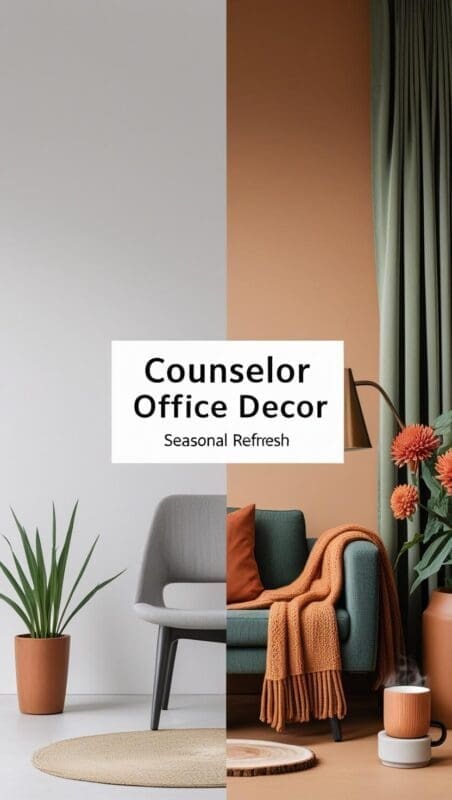 Budget autumn décor flat-lay: bronze lantern, terracotta pillows, pampas grass, diffuser oils